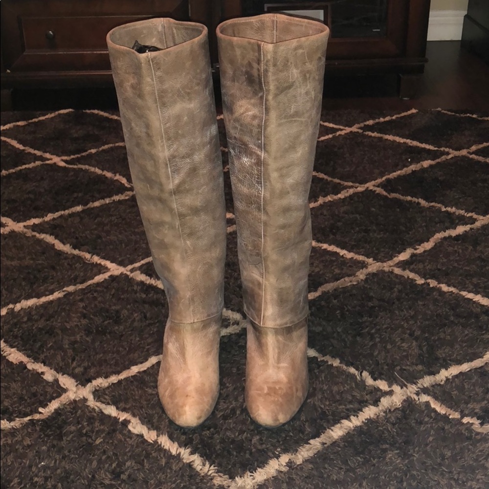 Knee high- Wedge Brazilian Leather boots size 7M